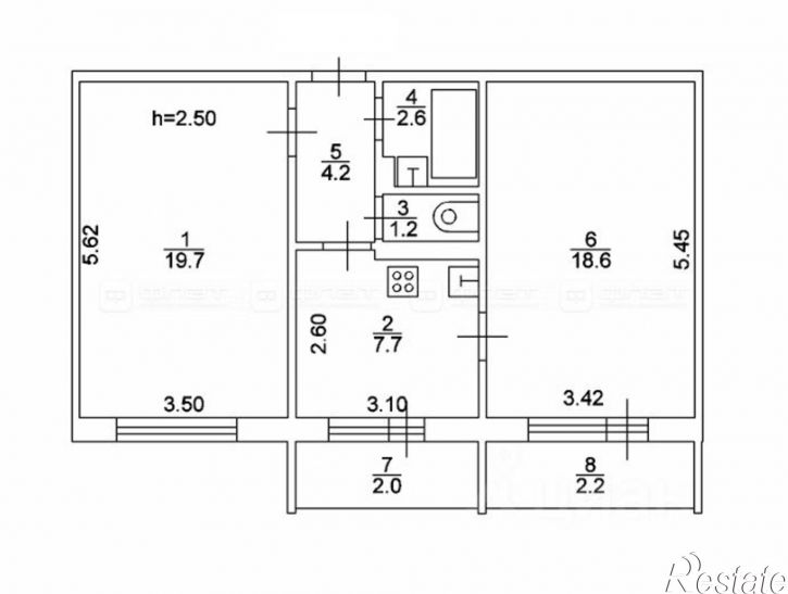 2-комн квартира Татарстан, Кировский, 11-я аллея, 523
