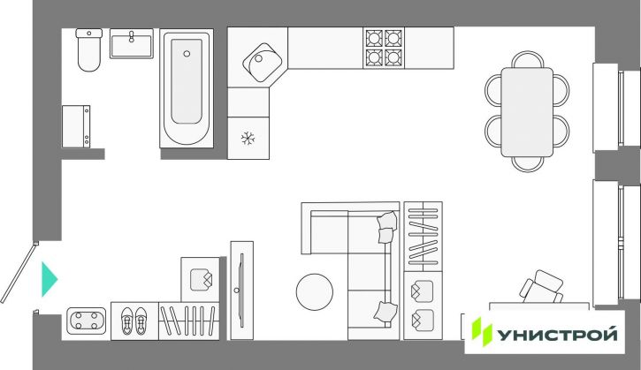 1-комн квартира в новом доме Казань