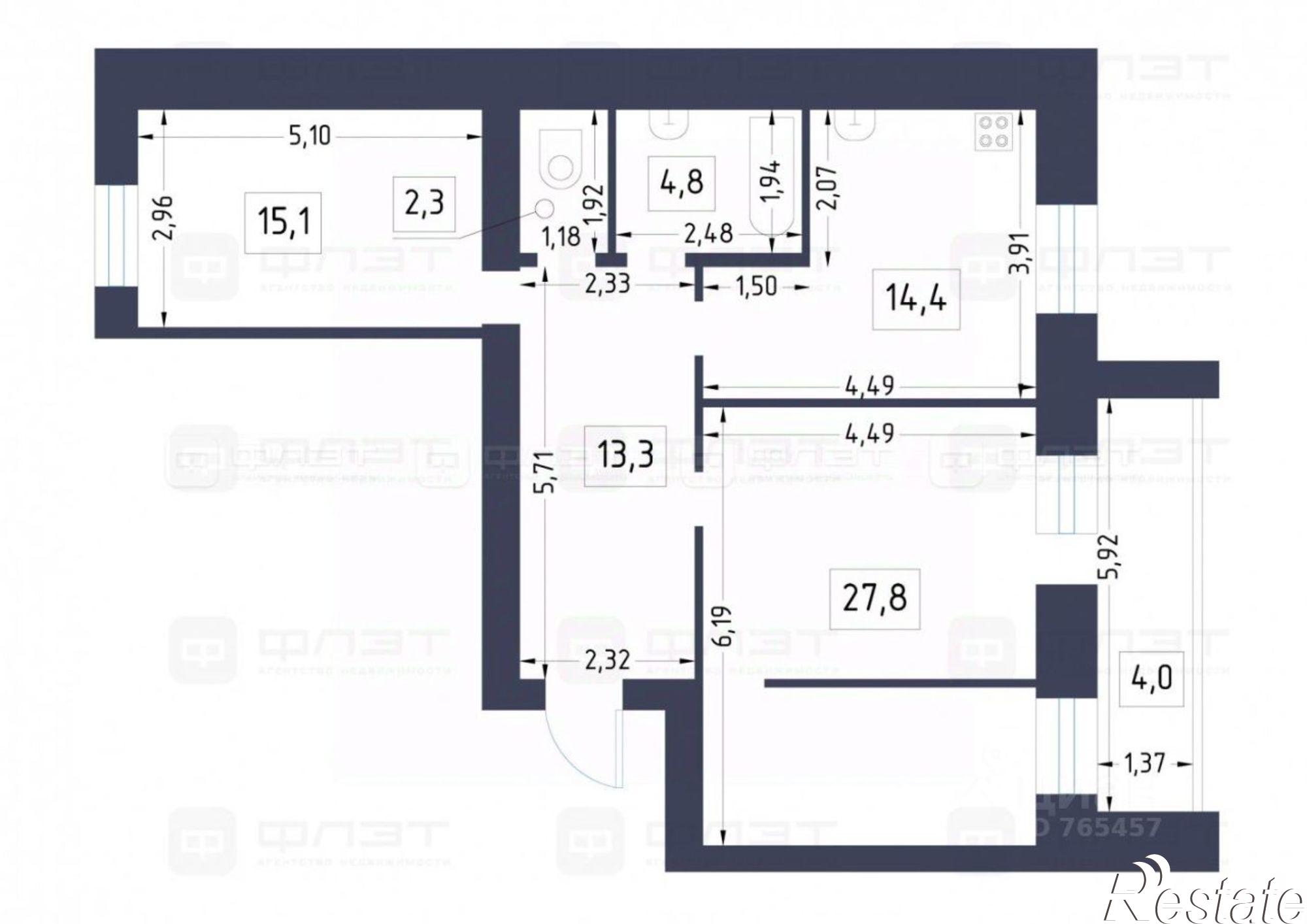 Купить квартиру за 12 100 000 рублей на 2-я Азинская улица, 3Б