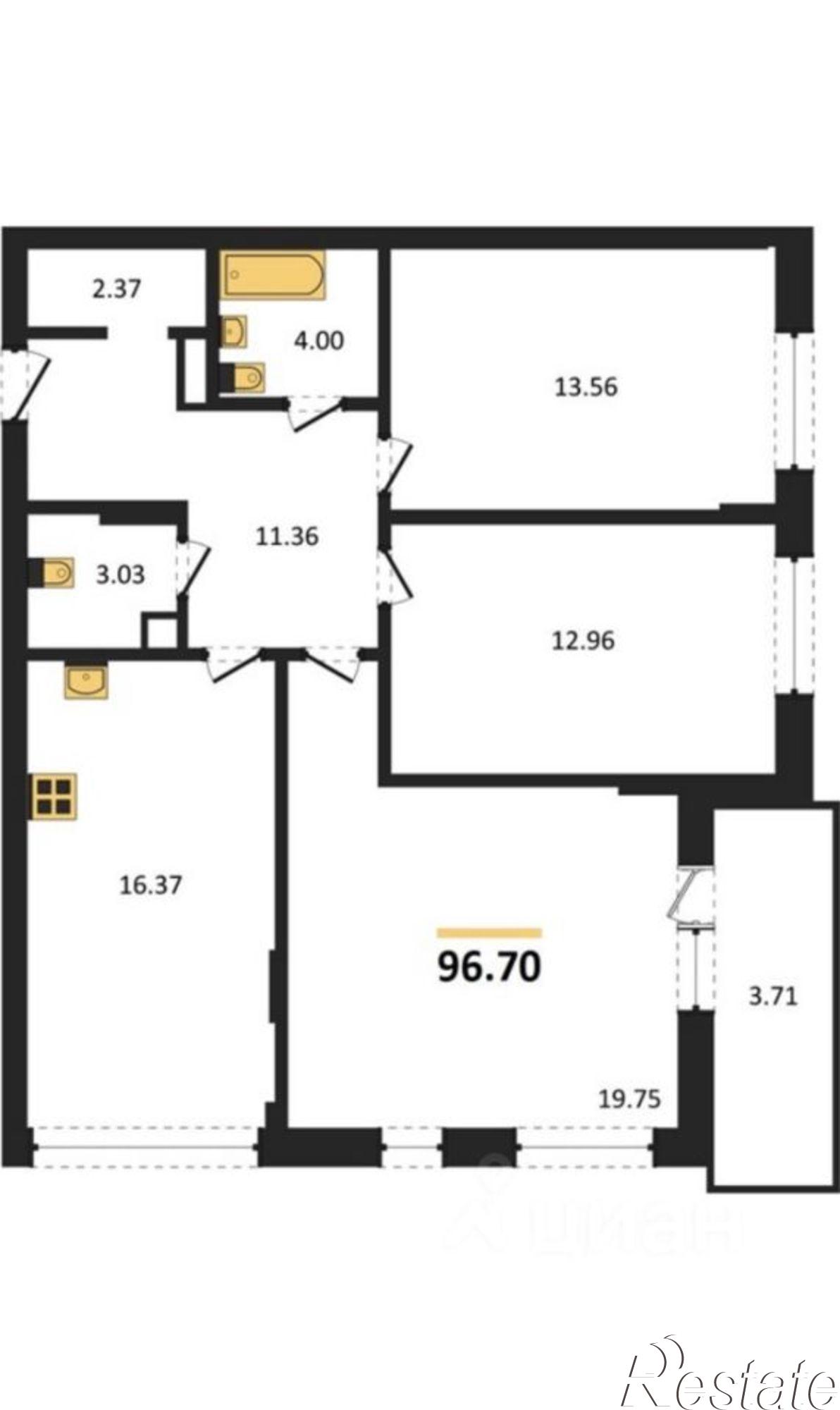 Купить квартиру за 14 500 000 рублей на улица Генерала Ерина, 5Д