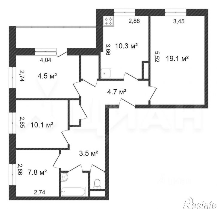 4-комн квартира улица Четаева, 22,  д. 22