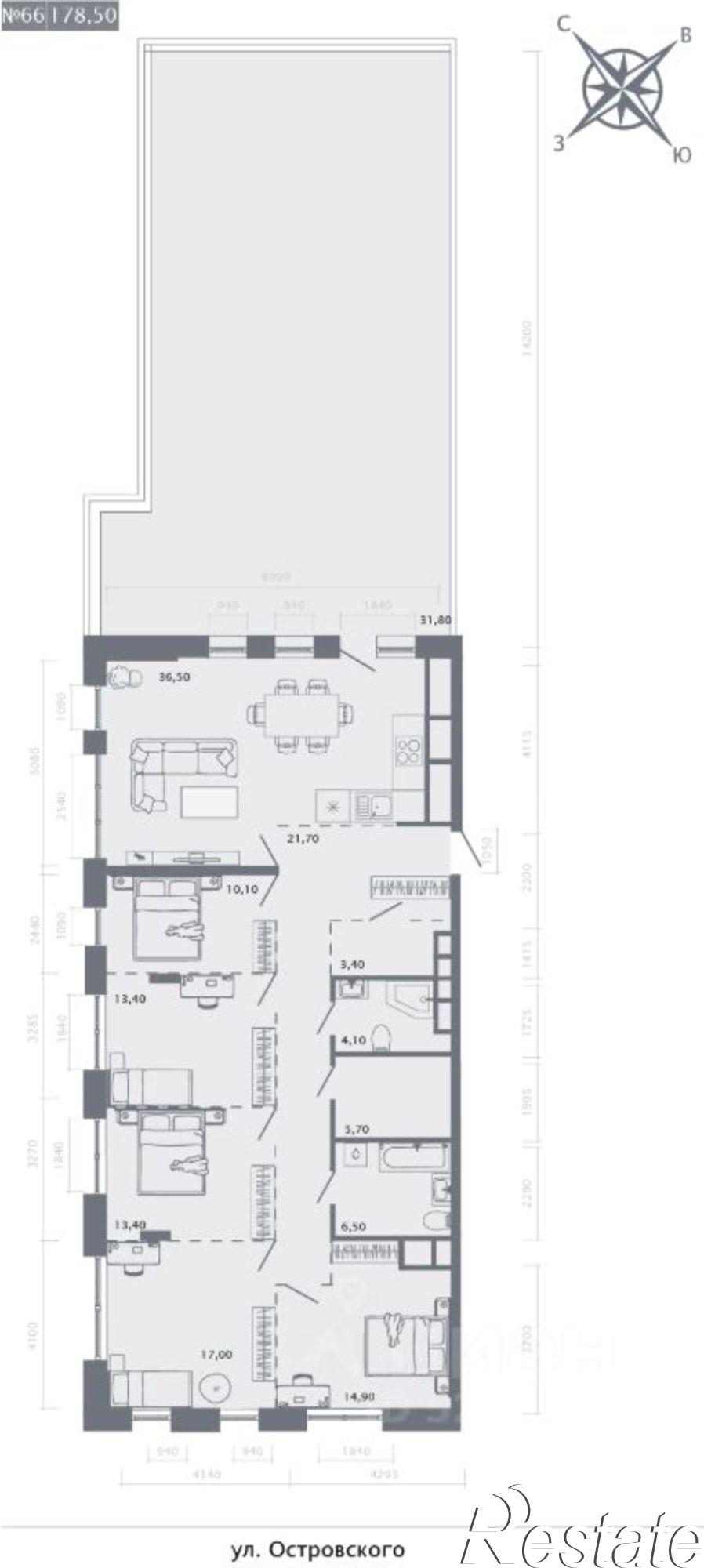 Купить квартиру за 70 391 500 рублей на ул Петербургская, 78А