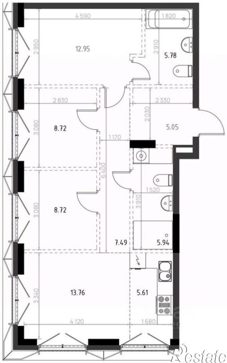 3-комн квартира в новом доме улица Меховщиков, 40А,  д. 40А