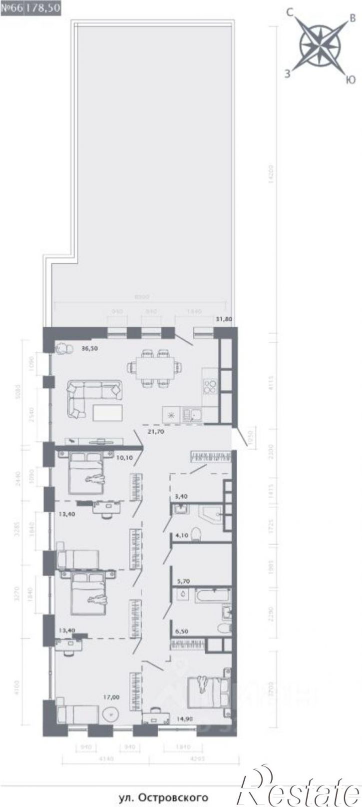 4-комн квартира в новом доме ул Петербургская, 78А,  д. 78А