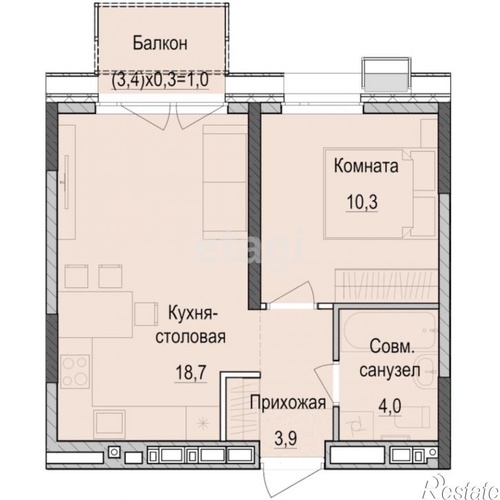 1-комн квартира в новом доме Южно-Промышленная улица