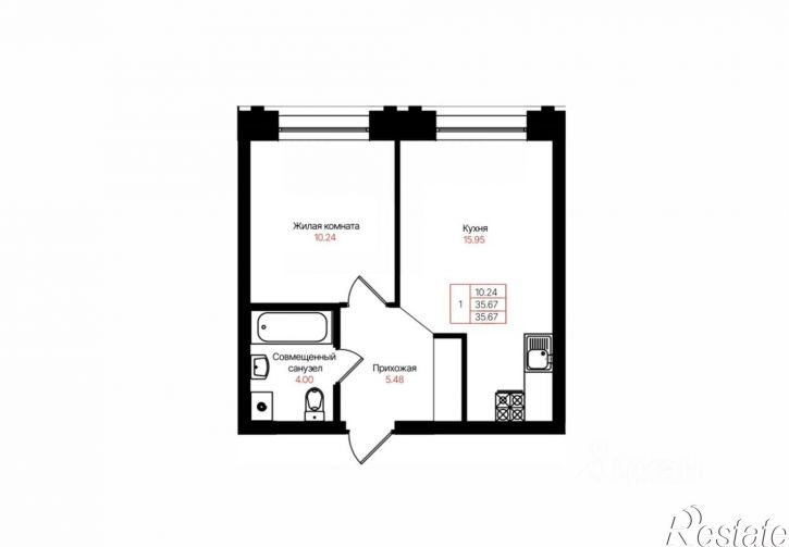 1-комн квартира в новом доме