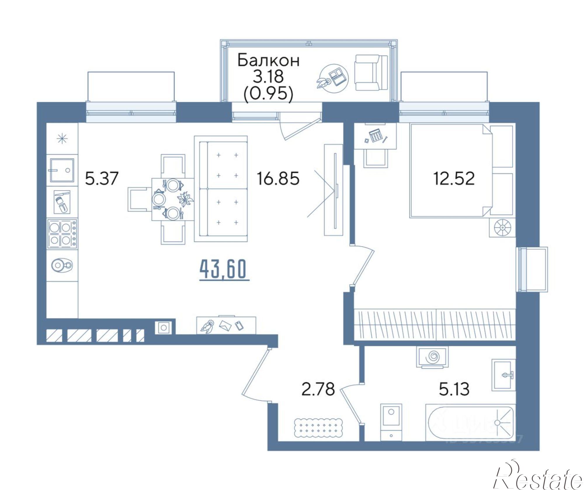 Купить квартиру за 10 345 300 рублей на ул Годовикова, 25