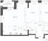 2-комн, 83 кв м, этаж 23/24 Краснококшайская улица, 60