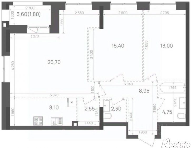 2-комн квартира в новом доме Краснококшайская улица, 60,  д. 60