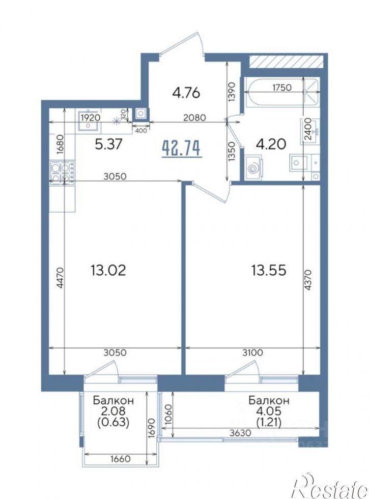 1-комн квартира в новом доме ул Годовикова, 25,  д. 25