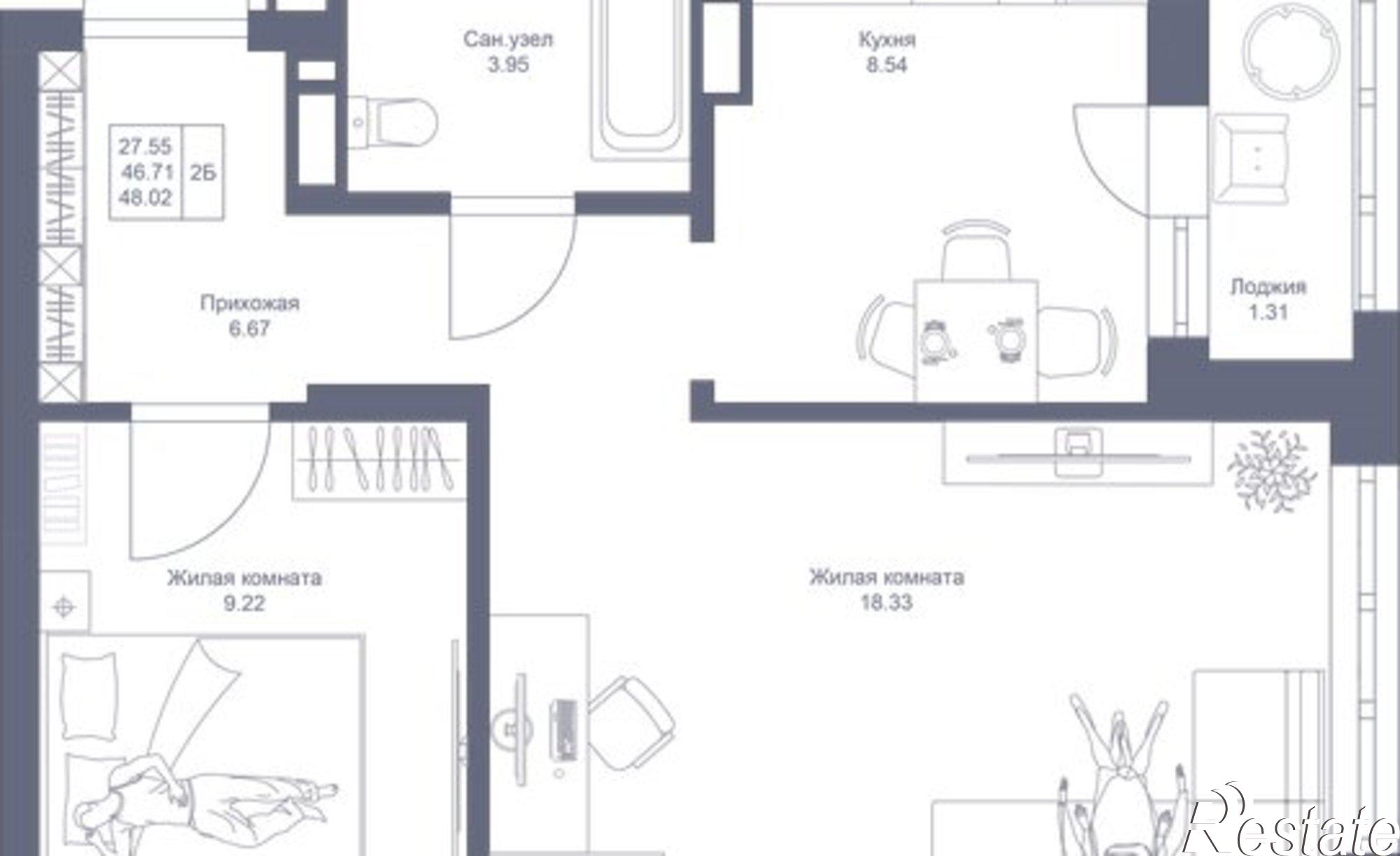 Купить квартиру за 11 668 900 рублей на Республика Татарстан (Татарстан), ЖК Мой Ритм