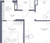 2-комн, 48 кв м, этаж 10/22 Республика Татарстан (Татарстан), ЖК Мой Ритм
