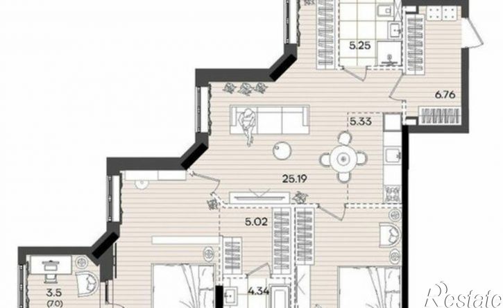 2-комн квартира в новом доме улица Аделя Кутуя, 183,  д. 183