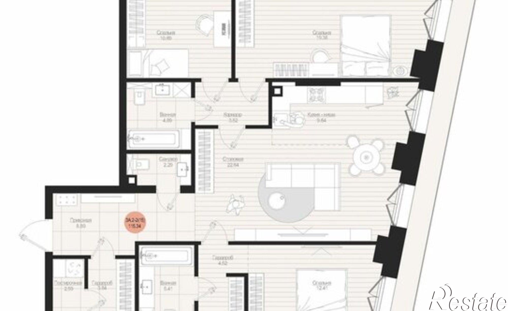 Купить квартиру за 32 169 300 рублей на улица Меховщиков, 72