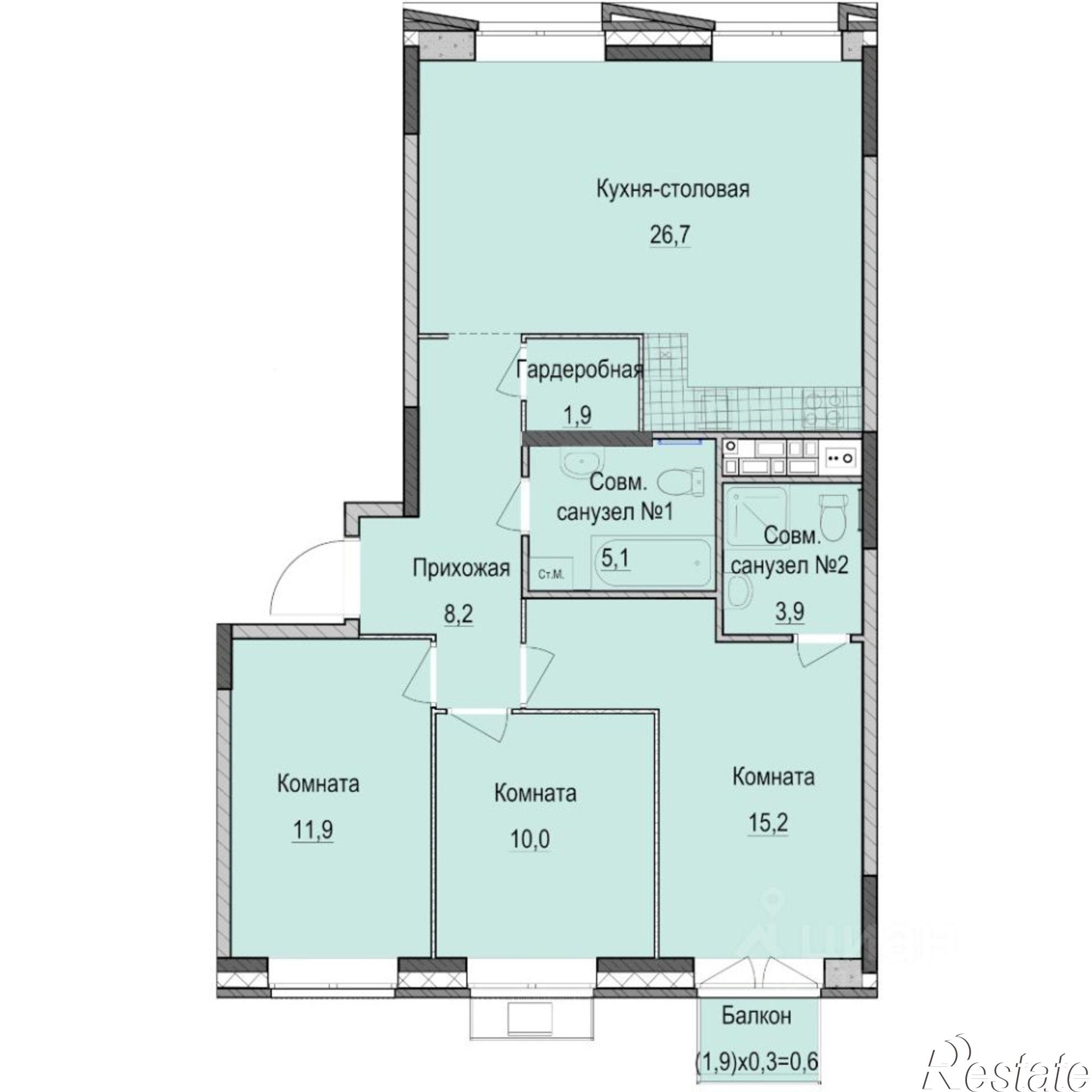 Купить квартиру за 15 840 300 рублей на Фермское шоссе