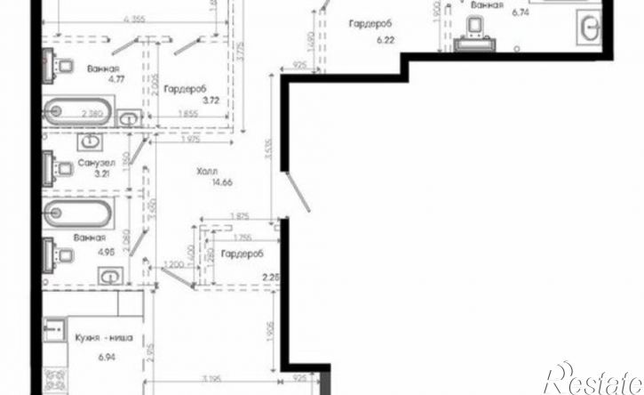 3-комн квартира в новом доме Республика Татарстан (Татарстан), ЖК Яналиф