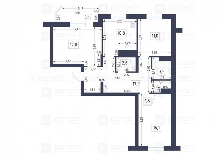 3-комн квартира пр-кт. Универсиады, дом 16