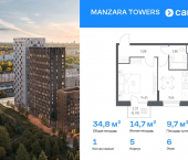 1-комн, 34 кв м, этаж 6/15 ул Сибирский Тракт, 34 9