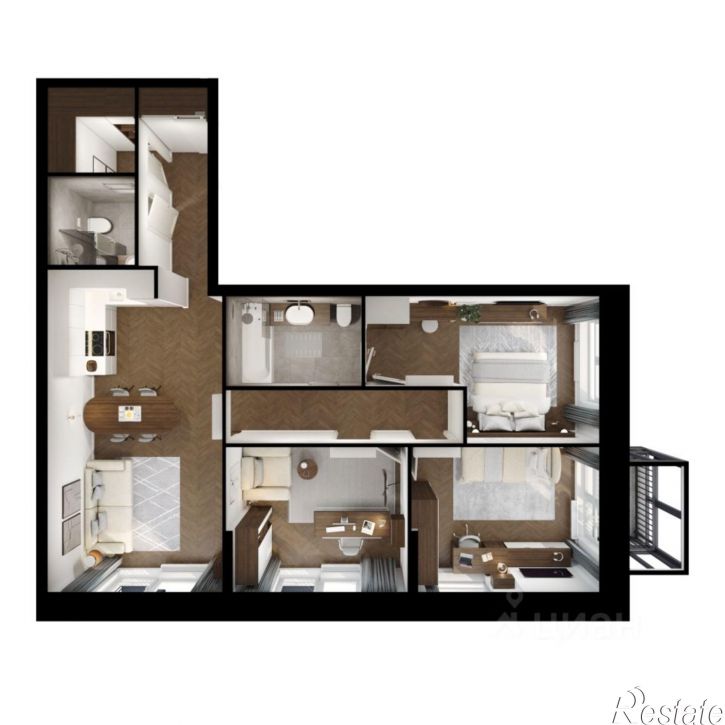 3-комн квартира в новом доме улица Анаса Тазетдинова