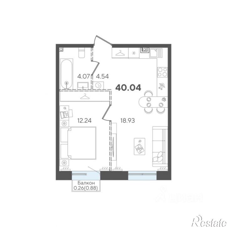 1-комн квартира в новом доме ул Старая, 7,  д. 7