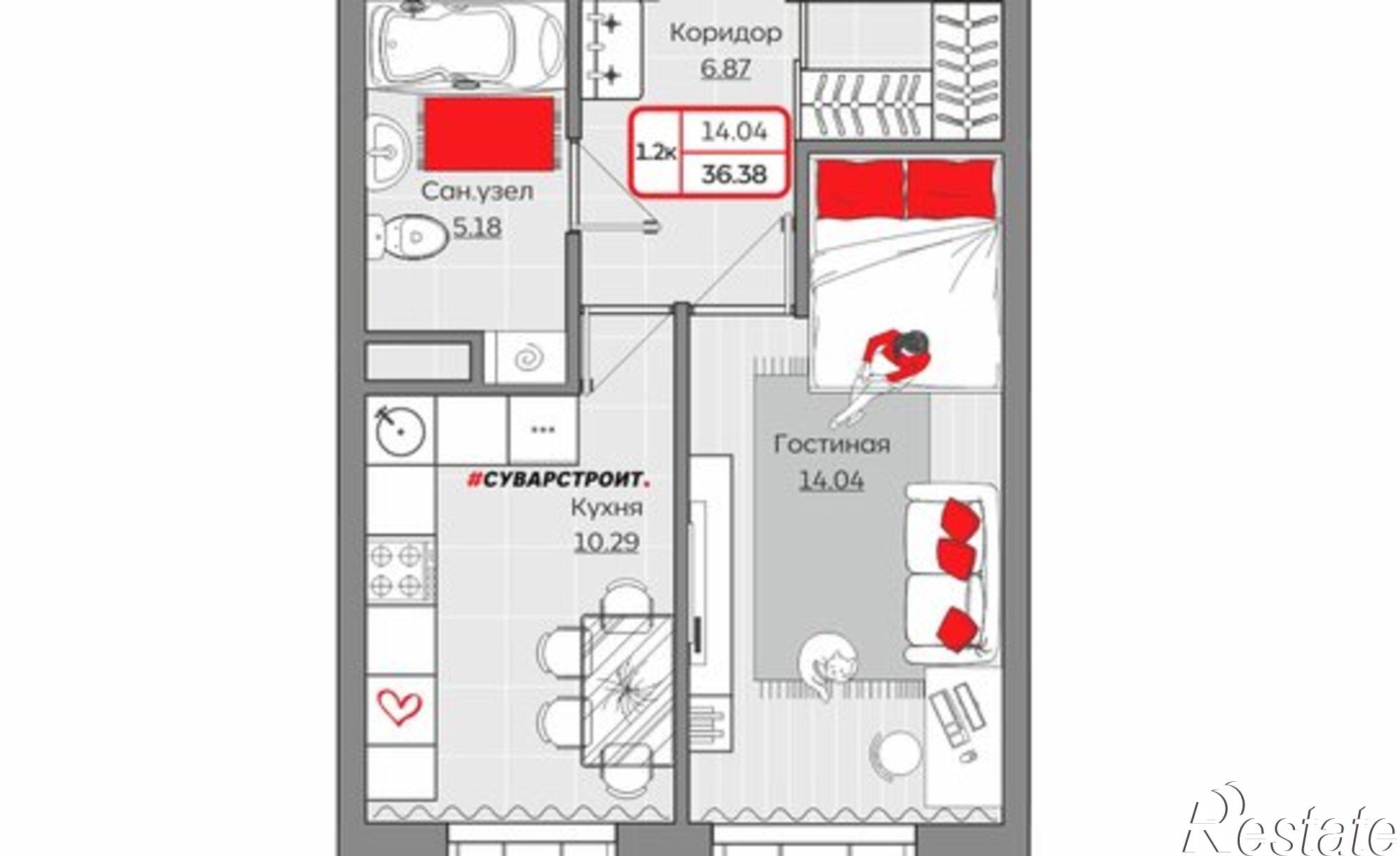 Купить квартиру за 7 665 560 рублей на Республика Татарстан (Татарстан), Детский проезд