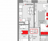 1-комн, 37 кв м, этаж 11/19 Республика Татарстан (Татарстан), Детский проезд