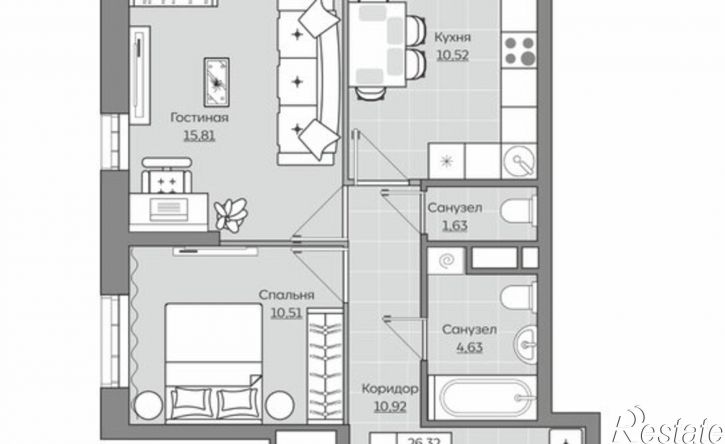 2-комн квартира в новом доме Республика Татарстан (Татарстан), улица Оренбургский Тракт