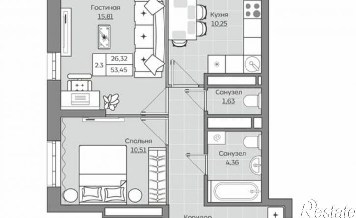 2-комн квартира в новом доме Республика Татарстан (Татарстан), улица Оренбургский Тракт