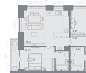 2-комн, 76кв м, этаж 2/8 улица Островского, 114