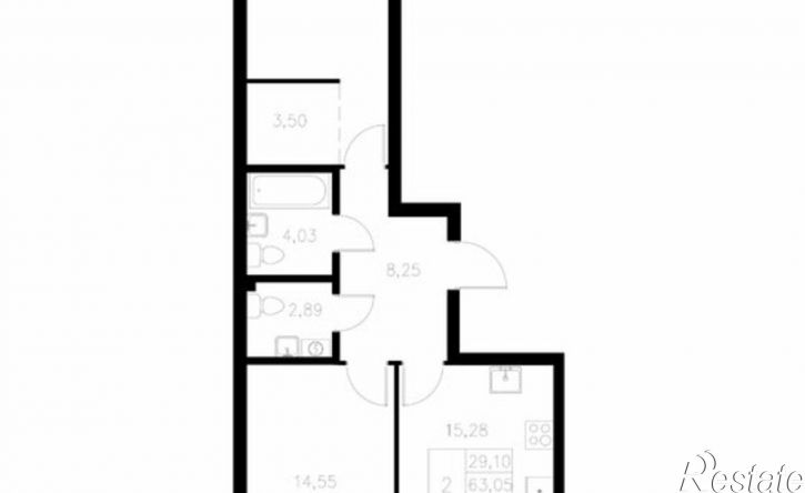 2-комн квартира в новом доме Адмиралтейская улица, 2,  д. 2