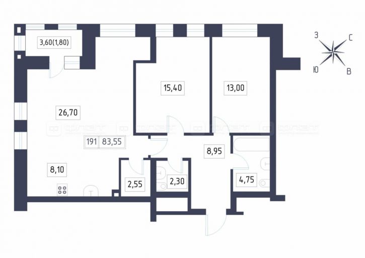 3-комн квартира ул. Краснококшайская, дом 60