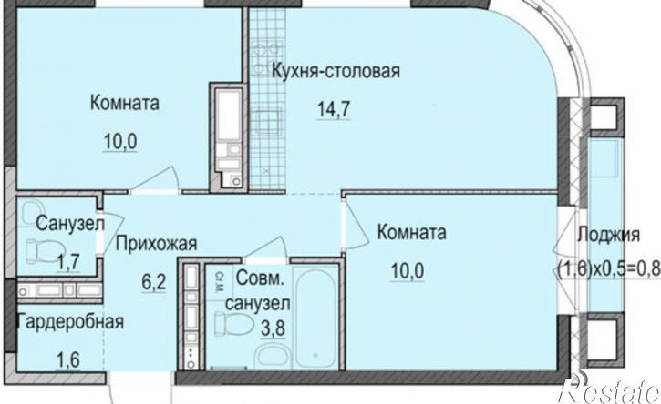 2-комн квартира в новом доме Республика Татарстан (Татарстан), улица Рауиса Гареева