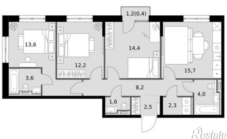 3-комн квартира в новом доме ул Даурская, 2А,  д. 2А