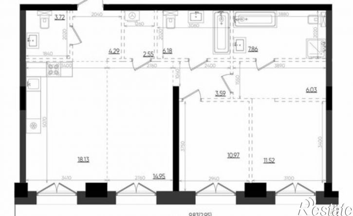 3-комн квартира в новом доме улица Меховщиков, 72,  д. 72