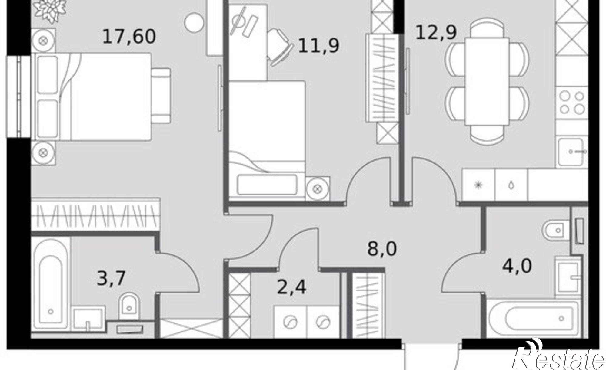 Купить квартиру за 11 739 500 рублей на Даурская улица, 16А