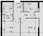 2-комн, 56 кв м, этаж 13/20 Даурская улица, 4А