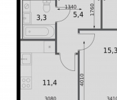1-комн, 39 кв м, этаж 10/19 Даурская улица, 16А