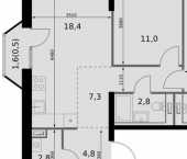 2-комн, 66 кв м, этаж 13/20 ул Даурская, 2А