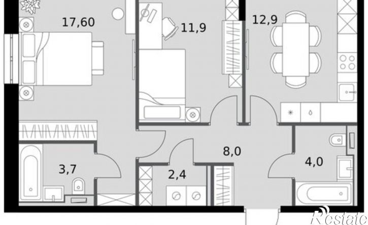 2-комн квартира в новом доме Даурская улица, 16А,  д. 16А