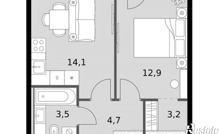 1-комн квартира в новом доме ул Даурская, 2А,  д. 2А