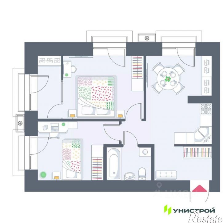 2-комн квартира в новом доме ул Азата Аббасова, 16А,  д. 16А