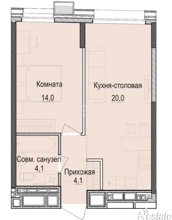 1-комн квартира в новом доме Южно-Промышленная улица