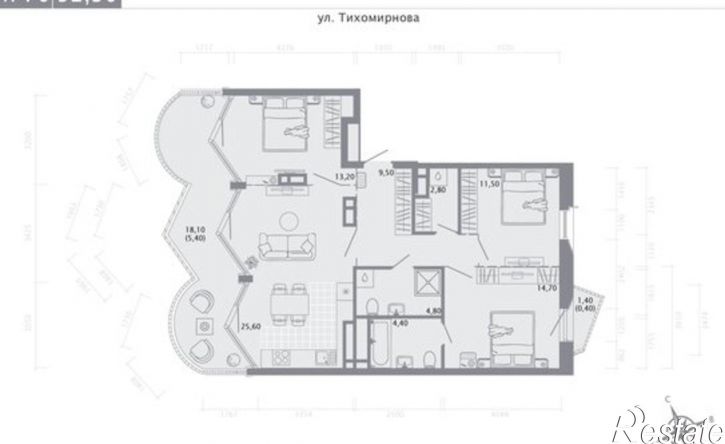 3-комн квартира в новом доме улица Волкова, 2Б,  д. 2Б