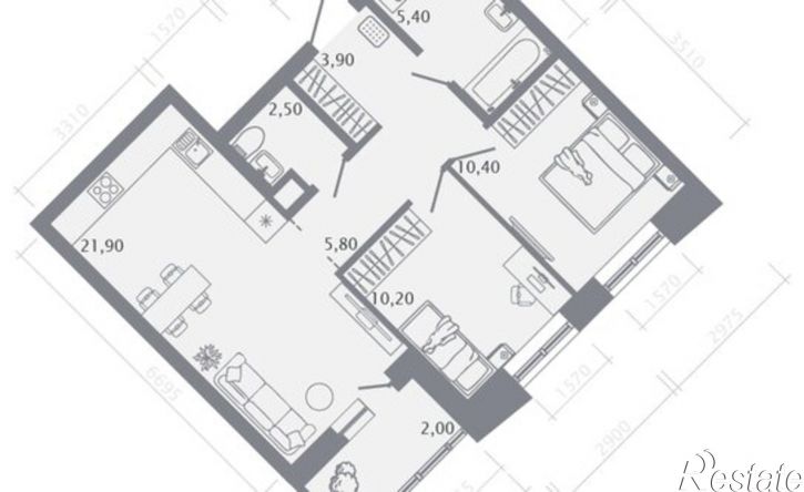 2-комн квартира в новом доме улица Родины, 31,  д. 31