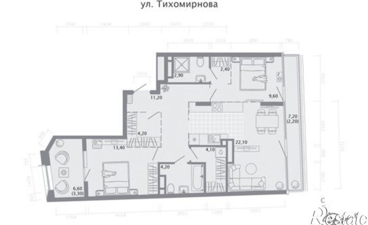 2-комн квартира в новом доме улица Волкова, 2Б,  д. 2Б