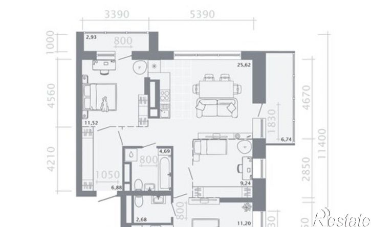 3-комн квартира в новом доме ул Портовая, 1225,  д. 1225