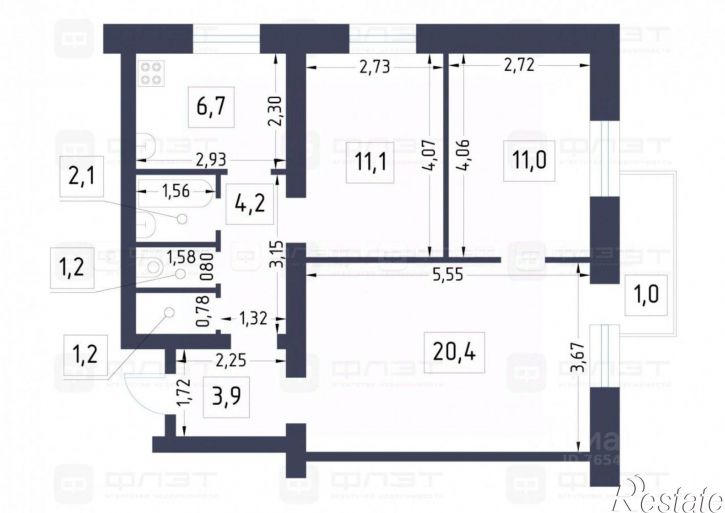 3-комн квартира ул Латышских Стрелков, 1,  д. 1