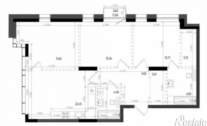 3-комн квартира в новом доме улица Меховщиков, 40А,  д. 40А
