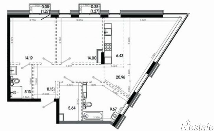 3-комн квартира в новом доме улица Меховщиков, 40А,  д. 40А