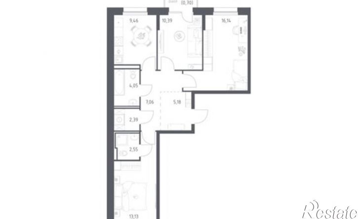 3-комн квартира в новом доме ул Сибирский Тракт, 34Г,  д. 34Г